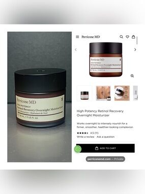 Perricone MD High Potency Retinol Recovery Overnight Moisturizer 2 fl. oz. New!